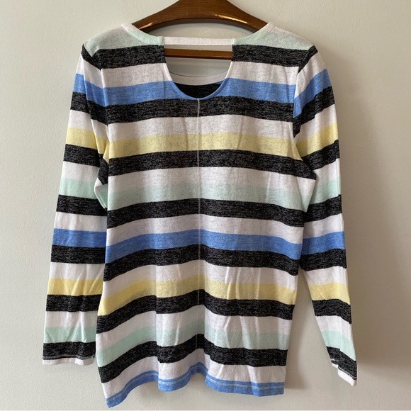 T by Talbots long sleeved striped t shirt with cut out back detail - Picture 3 of 9